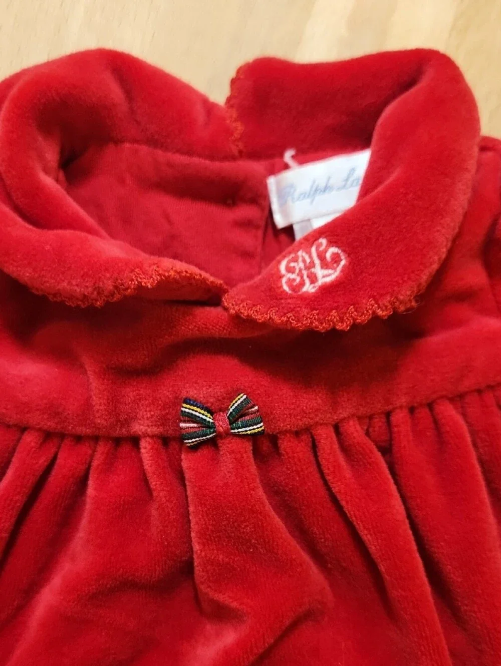 Red Plush Footed Baby One-Piece Romper